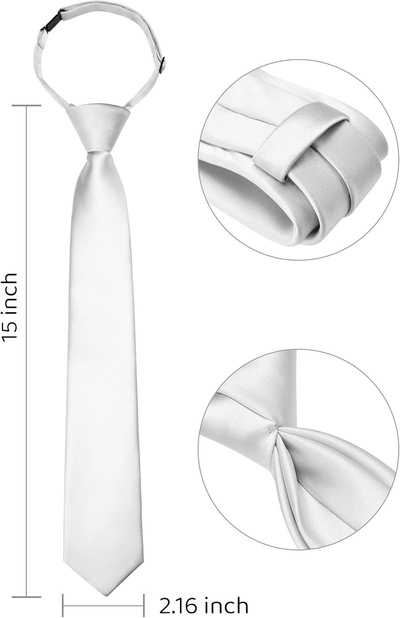Branduce Pre-Tied Boys Ties Solid Color Kids Adjustable Necktie for Age 8-12 Wedding School Graduation - Image 1